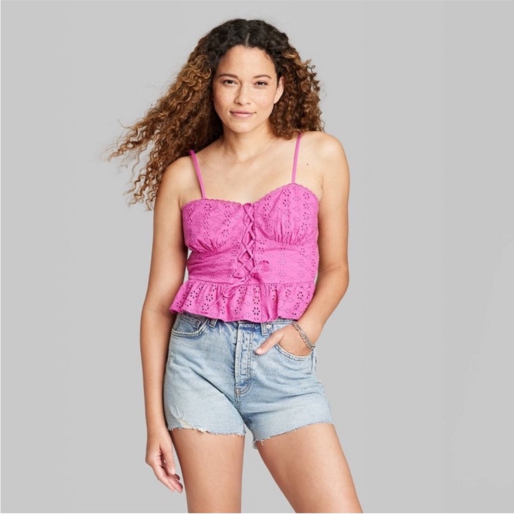 Women’s Wild Fable Pink Top with Eyelet Pattern XS